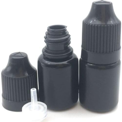 5ml Empty Black PE Plastic Dropper Bottle With Childproof Cap Squeeze E Liquid Needle Vial 50pcs