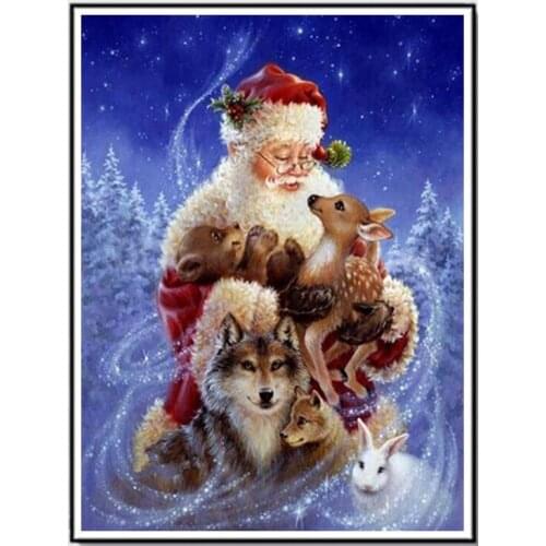 5D diy diamond painting Round Santa Claus Diamond Embroidery Full Drill Diamond Drawing Mosaic diamond draw Christmas Home Decor