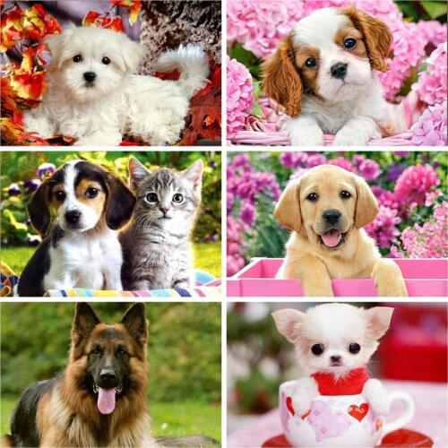 Animals Diamond Painting Dog 5D DIY Full Round Drill Diamond Embroidery Cross Stitch Kit Home Decoration Handmade Gift