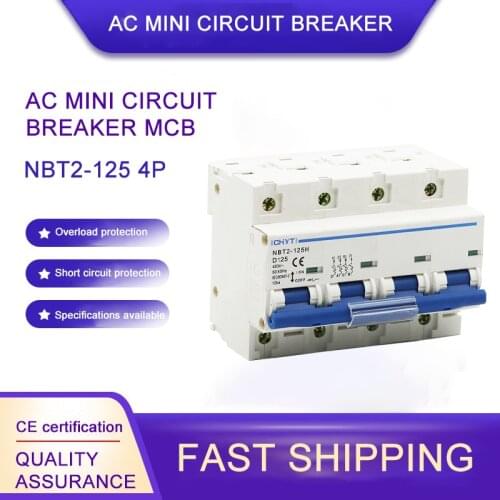 ICHYTI NBT2-125 4P 80A100A 125A 400VAC MCB Circuit Breaker Miniature main switch D Curve Mater Switch