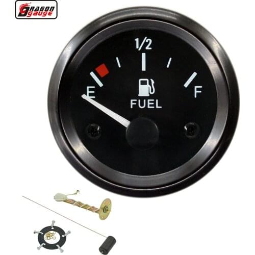 Dragon 2 Inch or 52mm Auto Car Fuel Level Gauge With Sensor White LED Ligh Automotive Clocks Meter 12V Free Shipping