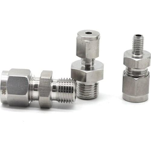 G 1/8" 1/4" 3/8" 1/2" BSPP Male x Fit 6 8 10 12mm OD Tube 304 Stainless Steel Compression Double Ferrule Union Connector Adapter