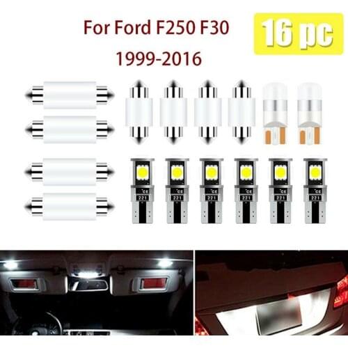 NEW-16Pcs White Interior LED Lights Bulb Package Kit for Ford F250 F350 1998-2018