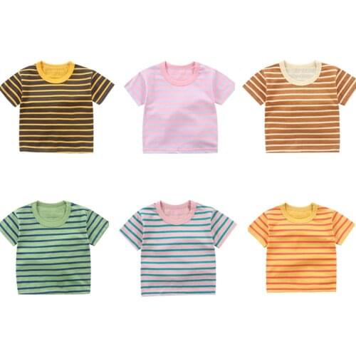 Baby Boys Girls T-shirt Summer Cotton Boys Tee Stripe Fashion Kids Children Tshirt Tops Casual Children Clothing