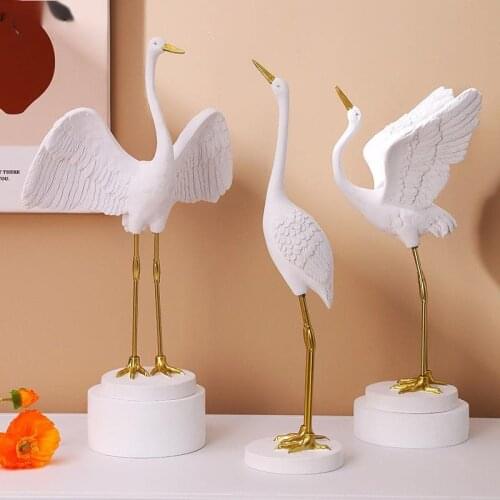 Lovely Fairy Crane Tabletop Ornaments Simulation Animal Figurines Living Room Decoration Furnishings Cute Sculpture