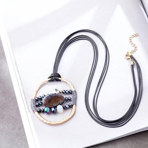 Fashion Woman Necklace Handmade Bead Silver Color Suspension Jewelry Accessory Women Accessories Long Pendant for Gift Wholesale