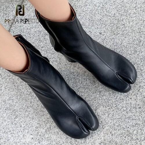 Fashion All-match Trotter Boots Autumn New Cool Full Cowhide Round High-heel Side Zipper Solid Color Womens Short Boots