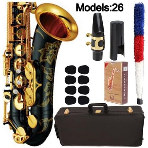 Music Fancier Club Tenor Saxophone 26 Black Lacquer Case Sax Tenor Mouthpiece Ligature Reeds Neck Musical Instrument Accessories