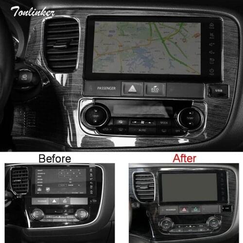 Tonlinker Cover stickers For Mitsubishi Outlander 2016-18 Car Styling 2 PCS ABS left outlet/Navigation position cover sticker