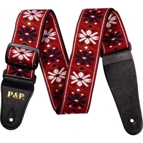 2019 New 5 Colors Optional Flowers Stripes Vintage Guitar Strap with Woven Embroidery Fabrics for Guitar Bass