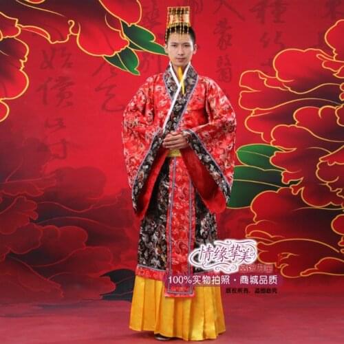 New Chinese Ancient Qing Man Clothing Emperor Prince Baylor Show Cosplay Robe novelty hanfu Costume with cap cosplay suit robe