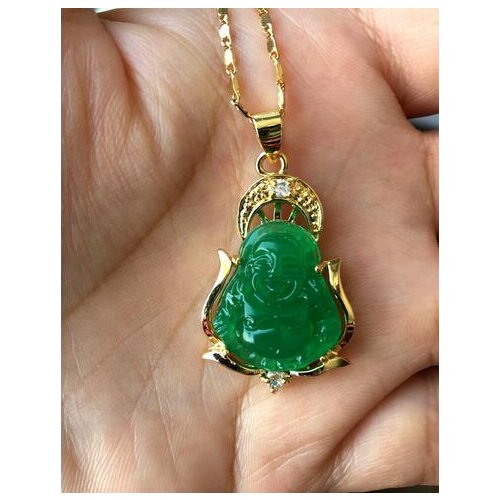 New good Lucky Green JADE NEW Buddha Pendant&Necklace