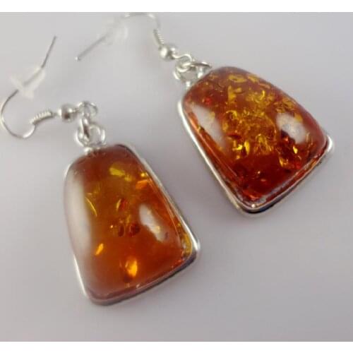 Wholesale Natural Precious Modernist Water drop TEARDROP GOLDEN HONEY PRESSED AMBERS Jewelry making earring A15