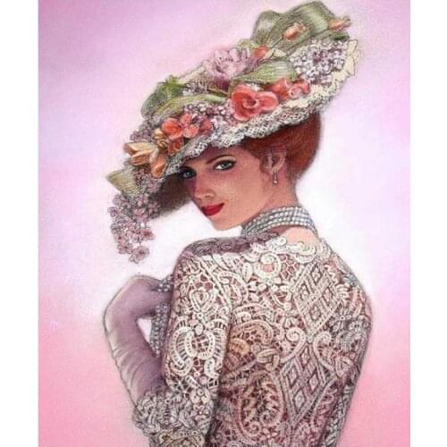 Portrait diamond painting hat women embroidery mosaic diamond dotz lady rhinestone picture puzzle tapestry wall decor stickers