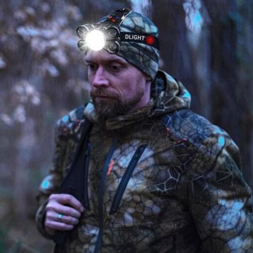 Drop Shipping IR Induction Sensor Powerful 3/5 LED headlamp ZOOM Headlight Fishing Headlamp Flashlight head light Torch