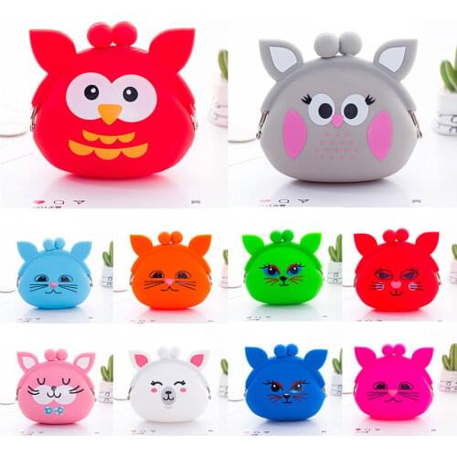Cartoon Kids Wallet Coin Purse Earphone Case Coin Bag Cute Silicone Storage Pouch Animal Mini Coin Wallet Bag Key Case Buckle
