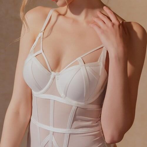 Lynmiss Women Sexy Lace Bodysuit Feamle Bra Tight French Slim Underwear Jumpsuit Ladies Lingerie Gathered Temptation One-piece