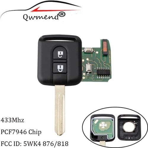 Replacement Car Remote Key 433Mhz For For Nissan Elgrand X-TRAIL Qashqai Navara Micra Note NV200 FCCID 5WK4876/818 ID46 Chip