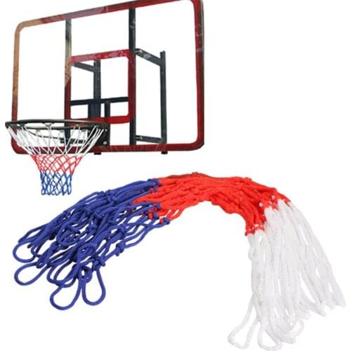 Standard Nylon Basketball Net Thread Sports Basketball Hoop Mesh Backboard Rim Ball Pum 12 Loops White Red Blue