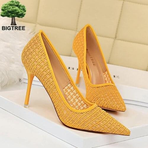New Arrival 2020 Lace Extreme High Heels Bigtree Shoen pink Heels Tacones Pumps Women Shoes Fetish High Heels Chaussures Femme