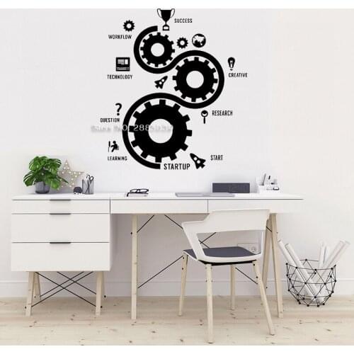 Unique Design Gear Decal Office Decor Idea Murals Wall Stickers For Teamwork Business Worker Inspire Office Decoration LC1747