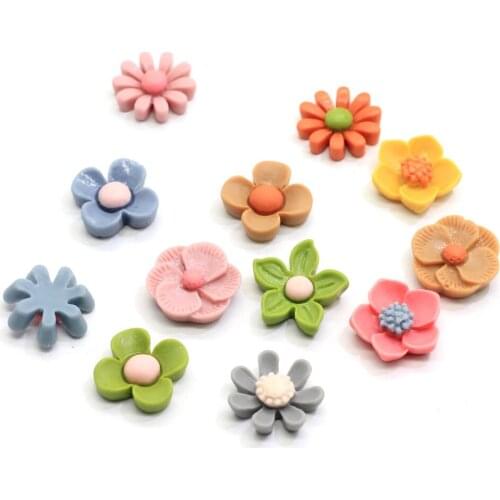 Assorted 12MM Randomly Resin Daisy Sunflowers Cabochons Flatback Wedding Embellishments DIY Resin Flat Back Cabochons
