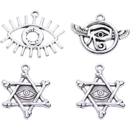 12Pcs/Lot Vintage Egypt Evil Eyes Charms Lucky Eye Pendant Handmade Decoration Necklaces Bracelet For Jewelry Making Finding