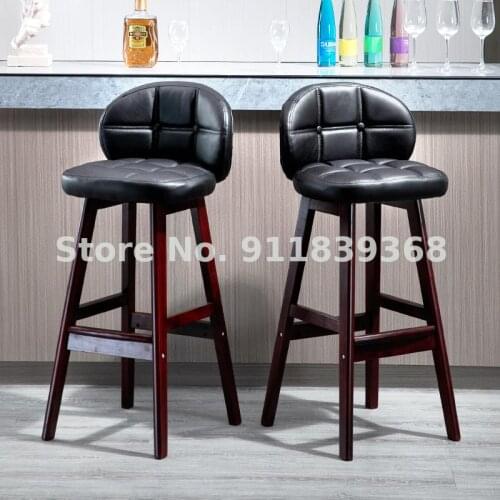 High Footstool Household Nordic Solid Wood Luxury Cashier Front Desk Milk Tea Shop Bar Modern Simple Back Bar Chair