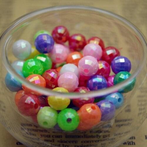 6mm 8mm 10mm wholesale Bright Acrylic Facted Round DIY Charm Beads Mixed Colors Blue Color for DIY Jewelry Bracelet Making AC-43