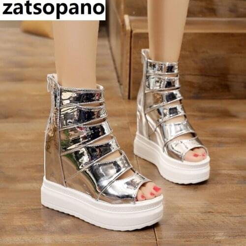 New Arrival Summer Platform Cool Sandal Boots Women 11CM Wedges Thick Bottom Casual Shoes Comfortable Sliver Sandals Sneakers