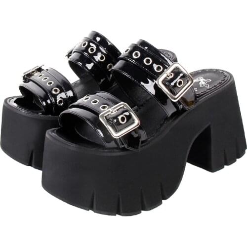 Angelic imprint woman lolita cosplay punk shoes lady high heels pumps girl princess summer dress party cool sandals new heels