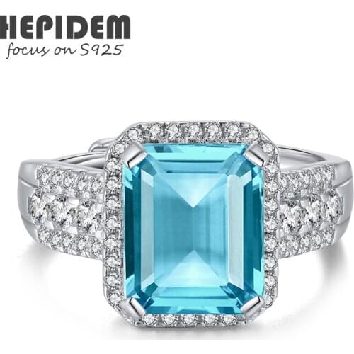 HEPIDEM 100% Really Topaz Rings Women 925 Sterling Silver Natural Blue Gemstones Wedding Bands Engagement Gift Fine Jewelry 3289