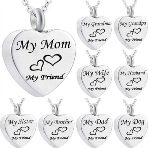 Cremation Ashes Necklace Heart for Pendant Silver Color Urn Funeral Jewellery For Friend Gift