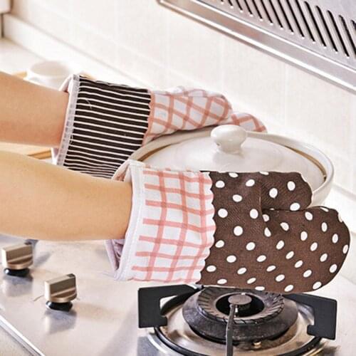 1Pcs Cotton Oven Glove Heatproof Mitten Kitchen Cooking Microwave Oven Mitt Non-slip Glove Thickening Heat Resistant