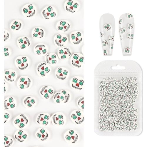 10g Halloween Nail Art Charms Green Alien Glitter Flakes Nails 3D Design Nails Decorations Accessories Manicure Supplies