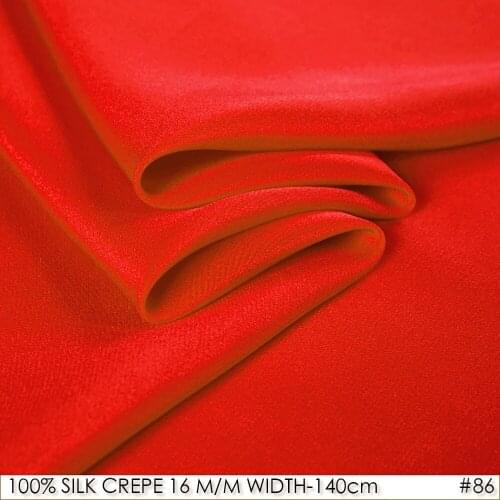 100% SILK CREPE DE CHINE 140cm width 16momme Pure Natural Silk Shirt Fabric Bright Orange NO 86