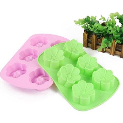 100pcs/lot,6 Holes flower shape Chocolate Mold DIY Silicone Cake Decoration Mold Jelly Ice Baking Mould Chocolate Mold SN1376