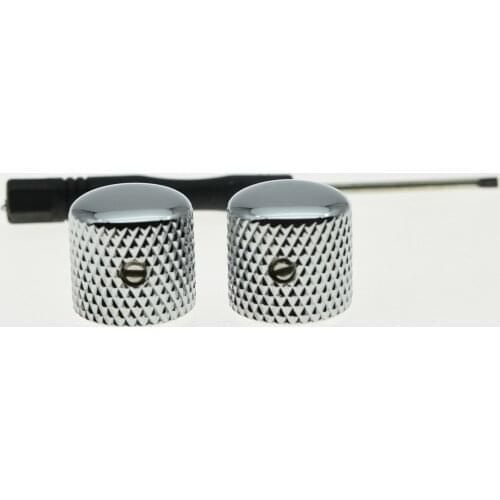 KAISH 2pcs Set Screw Chrome Metal Guitar Dome Knobs for Tele Telecaster or Bass Knob