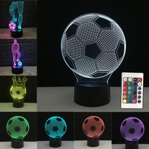 Football 3D Table Lamp Soccer Led Night Lights Colorful Bedside Bedroom Home Desk Decoration Luminaria Sport Fans Children Gift