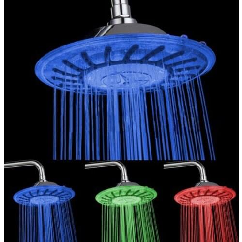 8" Bathroom 7 Colors Automatic LED Light Changing Round Top Shower Head Bath Rainfall l29k