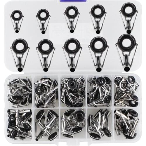 80pcs/Box Fishing Rod Guide Tip Repair Kit Set DIY Eye Rings Stainless Steel Frames Ceramics TS Line Guide Ring