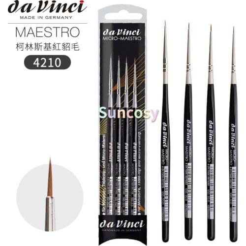 Da Vinci Watercolor 4210 Watercolor Brush, Black 4 Each, Series 100 Micro Maestro highest quality Kolinsky Red Sable