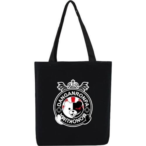 Anime Danganronpa Monokuma Black White Bear Simple Style Eco Canvas Shipping Bag Schoolbag Gift Bag Shoulder Bags Cosplay Prop