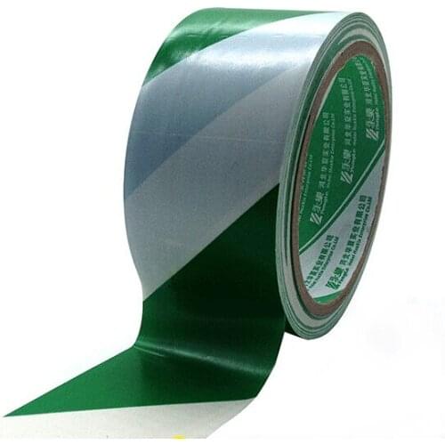 Free shipping green white warning tape/adhesive tape 4.8 cm width,20 yards a lot/carton sealing tape/packing ribbon/PVC tape