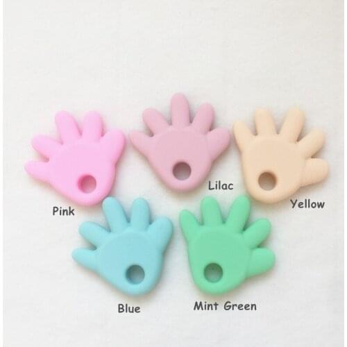 Chenkai 50PCS BPA Free Silicone Little Hand Teether Pendant Nursing DIY Cute Baby Shower Pacifier Dummy Toy Accessories