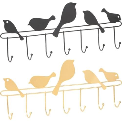 Cast Iron Birds on Hook Hanger with 7 Hooks Decorative Cast Iron Wall Mounted Hook for Coats, Hats, Keys, Towels, Clothes