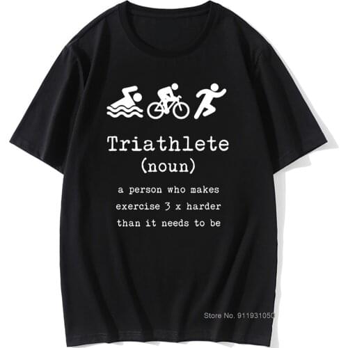 Triathlon Definition Triathlete Present Funny T Shirt Men Casual Short Sleeve Tops Tees T-Shirt Cotton Tees Black