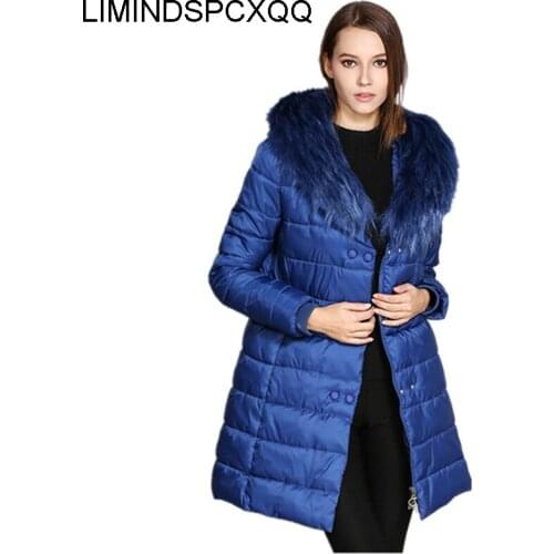 Ropa Invierno Mujer Mid-length Big Fur Collar Loose Down Padded Jackets 2021 Slim Fashion Plus Size Coats Clothing Hidden Button