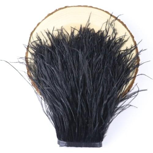 1Meter 2Ply Ostrich Feather Trim 18-25CM Length Plume Ribbon For Wedding Clothing Decor Sewing Craft Accessories Soft Decoration