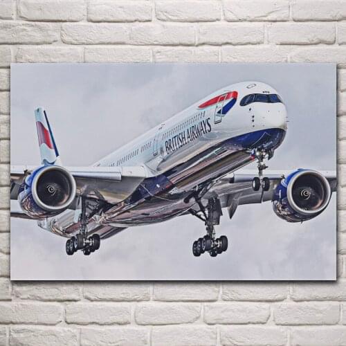 Flying a350 close up airliner aircraft passenger plane fanart living room home wall art decor wood frame fabric poster KN865